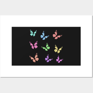 Rainbow Pastel Butterflies Posters and Art